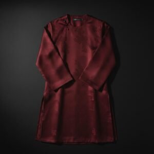 Crimson Round-Collar Robe